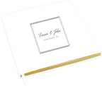 Andaz Press Personalized Wedding Guestbook with Gold Accents, Double Square Frame White Guest Sign in Guest Registry 120 Pages 8.5 X 8.5 Memories Book for DIY, Scrapbook, Photo Album by AndazPress