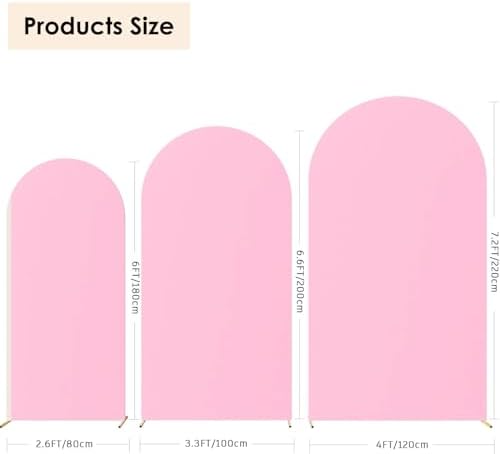 HAINARverS Set of 3 Stretchy Arch Backdrop Covers, Pink, 6/6.6/7.2FT - Image 3