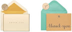 Papyrus Thank You Cards with Envelopes, Gold Border (16-Count) & Thank You Cards with Envelopes, Kraft with Flower (14-Count) by Unknown