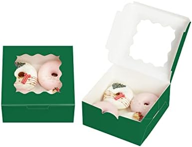 Bakepacker Bakery Boxes with Window, Deep Green, 6x6x3 inches - Image 2