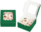 Bakepacker Deep Green Cookie Boxes With Window 6x6x3 inches 60pcs - Image 2