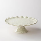 Ceramic Cake Stand, Small Cake Plate for 8 Inch Cake, Speckled White by YHOSSEUN