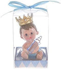 Keepsake Figurine 12 pcs Baby Boy Wearing Crown Holding Bottle | Awesome Decorations or Party Favors | for Pregnancy Announcements, Gender Reveals, Birthday and Special Celebrations by MEGA+FAVORS
