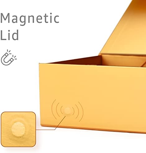 LIFELUM Gold Magnetic Gift Box for Birthday Presents, 13.85"x8.35"x4.45" - Image 3