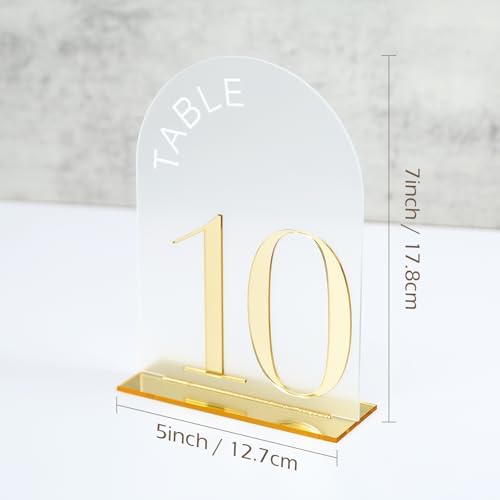 Frosted Arch Wedding Table Numbers 1-10, Gold Numbers and Stands - Image 2