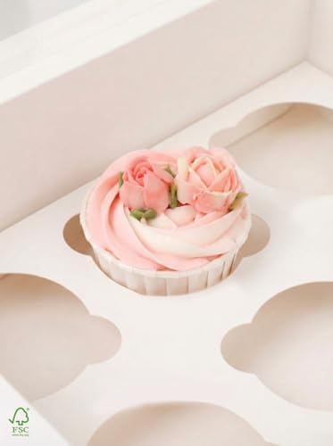 qiqee Auto-pop Up Cupcake Boxes with Window Black 40PCS 12 Count Cupcake Box 13"x10"x3.5" Cupcakes Carrier, 12 Cupcake Containers with 2 rolls of pink ribbons - Image 3