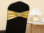 Spandex Metallic Gold Chair Sashes 100 Pack Wedding Chair Bows Bands Buckle - Image 6