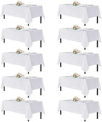 sancua White Table Cloths Rectangle, 10 Pack Tablecloths for 6 Foot Tables by sancua