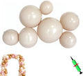 Reusable Inflatable Balloon Garland Arch Kit, 3/7 PCS Linked Pvc Balloons with Elastic Bands & Leak-proof Nozzle, Party Decoration for Birthdays, Weddings & Celebration (7, Beige) by Unknown