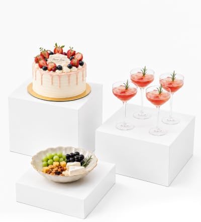 Buffet Risers, 3 Pcs White Square Acrylic Stands for Party & Events by WelcometoOubou