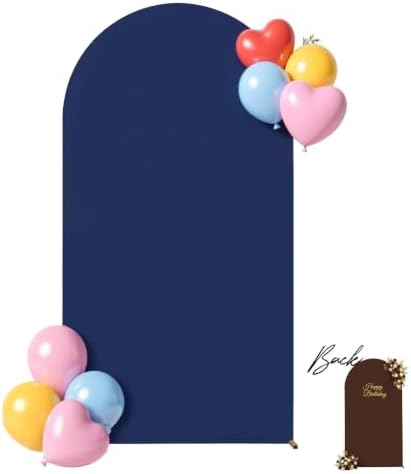 Navy Blue and Brown Arch Backdrop Cover 7.2 and 6FT Party Wedding Arch Covers Stretchy Backdrop Baby Shower Bridal Shower Birthday Navy Arch Cover Set of 2 Photo Background Spandex - Image 5