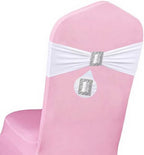 Spandex White Chair Sashes Bows 50 PCS Stretch Chair Cover Band by Unknown