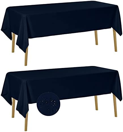 Fokitut 2 Pack Waterproof Rectangle Tablecloth, 60x120 Inch,Stain Resistant and Wrinkle Polyester Table Cloth, Fabric Table Cover for Kitchen Dining, Wedding, Party, Holiday Dinner-Navy by BalsaCircle