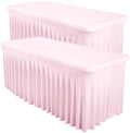 2 Packs Baby Pink Spandex Tableclothes for 6 Foot Rectangle Table, Spandex Table Covers 6FT Stretch Table Skirts Rectangle Tables Wrinkle Free Fitted Tablecover for Event, Wedding, Banquet & Parties by Shillance