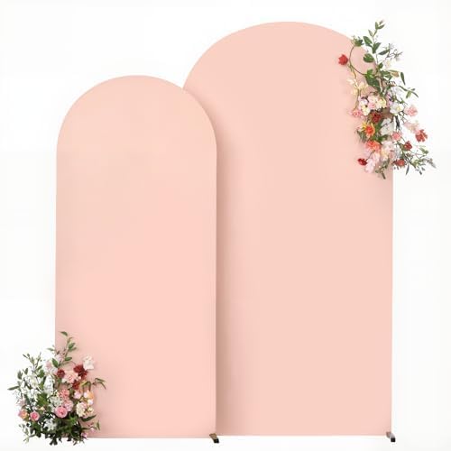 Dusty Pink Arch Backdrop Cover 7.2FT 6FT Wedding Arch Covers Spandex Fitted Fabric Backdrop Curtains Double-Layer Wrinkle Free Arch Covers Stretchy Backdrop for Party Baby Shower Birthday Decoration - Image 7