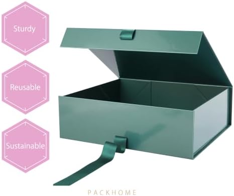 PACKHOME Extra Large Green Gift Box with Ribbon Magnetic Lid 17x14.5x5.5in - Image 6