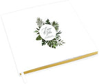 Andaz Press Personalized Wedding Guestbook with Gold Accents, Abstract Tropical Palm Leaves White Guest Sign in Guest Registry 120 Pages 8.5 X 8.5 Memories Book for DIY, Scrapbook, Photo Album by AndazPress