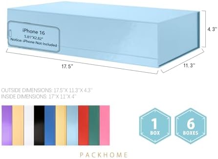 PACKHOME Extra Large Light Blue Gift Boxes 17.5x11.3x4.3in Magnetic Lids - Image 2