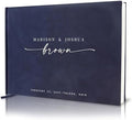 Personalized Guest Book - 11.5" x 8.5" Custom Bride & Groom Names with Bookmark and Hard Cover 140 GSM Blank Pages, for Weddings Guest Book, Engagements, Birthdays, Special Events, Navy by ModernAlbumDesigns