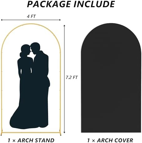 Neatsure Arch Backdrop Stand and Cover Set, 7.2FT Metal Photo Balloon Arch Backdrop Stand for Wedding Birthday Party Baby Shower Ceremony Graduation Decoration, Black - Image 2
