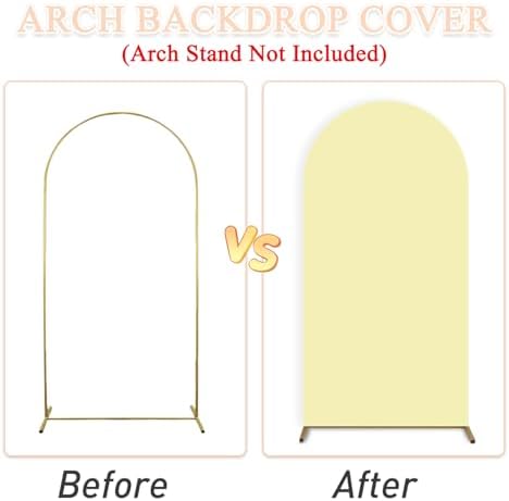 Yellow 7.2FT Stretchable Polyester & Spandex Arch Cover - Backdrop for Wedding, Baby Shower, Garden Decor, Chiara Stand Frame - Image 6