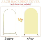 Yellow Arch Cover 7.2ft, 6ft Wedding Arch Stand Cover Yellow Arch Covers Set of 2 Round Top Chiara Backdrop Covers Arch Spandex Cover Stretchy Fabric for Birthday Balloon Party Decoratioin - Image 4
