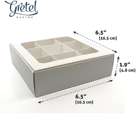 20-Ct White Treat Boxes, 6.5x6.5x1.9in, Window & Dividers - Image 3