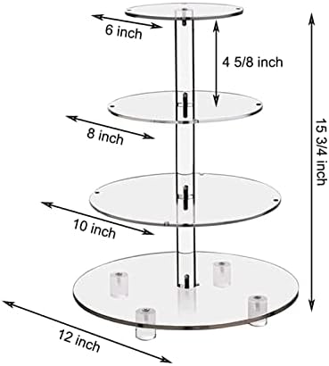 Cupcake Stand, 4-Tier Round Cupcake Holder with LED light String, Acrylic Cupcake Tower Display-Dessert Tower-Pastry Stand-Cupcake Tier Stand for Wedding, Birthday party ( Colorful Light) - Image 4