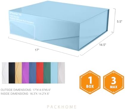 PACKHOME Extra Large Light Blue Gift Box Magnetic Lid 17x14.5x5.5in - Image 2