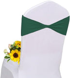 Dark Green Chair Sashes Bows 60Pcs Spandex Chair Sashes Elastic Chair Cover Bands Ties Without Buckle for Wedding Birthday Party Ceremoney Events Decoration by Unknown