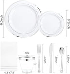GATHER 350PCS Silver Plastic Plates Set for 50 Guests Wedding Party - Image 2