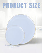 bUCLA 100PCS Light Blue Plastic Plates - Blue Disposable with Gold Rim - Include 50 Each (10 inch Dinner & 7 inch Dessert) Plates, Ideal for Party, Birthday & Spring - Image 2