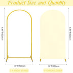 Metal Arch Stand and Cover Set,1 Ivory Spandex Fitted Backdrop with 1 Gold Wedding Arched Stand Frame for Parties Birthday Baby Shower Bridal Banquet Decoration (6.6FT) - Image 2