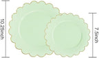 LIYH 60 Pcs Heavy Duty Sage Green Plastic Plates for Weddings, Scalloped - Image 2