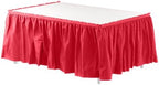 Exquisite Red Table Skirt 24 Pack - Disposable Plastic Table Skirts for Rectangle Tables 6ft 8ft & Round Tables - 29in x 14ft Self-Adhesive Strip - Birthday Wedding Gender Reveal Decor by Exquisite