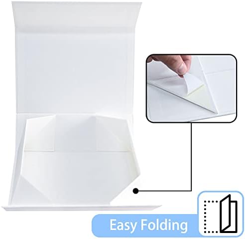 White Wedding Gift Box with Magnetic Lid for Presents, 13.85"x8.35"x4.45" - Image 3
