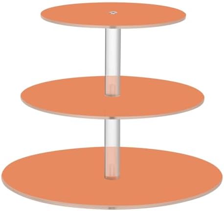 J JOYSAY Orange Pattern Acrylic Cupcake Stand 3 Tier Dessert Table Display Set Clear Cake Stands for Wedding Party Baby Shower Decorations Easy Assembly Pastry Tower by J+JOYSAY