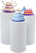 Cylinder Pedestal Stands, White Round Display Plinth Heavy Duty Flower Stand Stackable Centerpiece Table for Wedding Reception Birthday Party Banquet Decor, 20 21.5 23.5 29.5 35.5 Inch Heights.（5） by Unknown