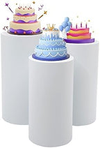Cylinder Pedestal Stands, White Round Display Plinth Heavy Duty Flower Stand Stackable Centerpiece Table for Wedding Reception Birthday Party Banquet Decor, 20 21.5 23.5 29.5 35.5 Inch Heights.（5） by Unknown