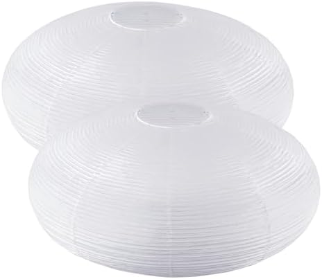 White Oval Paper Lanterns, 22in Large Hanging Paper Lantern Shade, 2 Pack by Qiokhgi