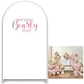 We Can Bearly Wait Theme Arch Backdrop Stand Covers for Parties Supplies White Arched Stretchy Fabric Cover Birthday Party Favors Decorations (3.3x6.6FT) by KONPON