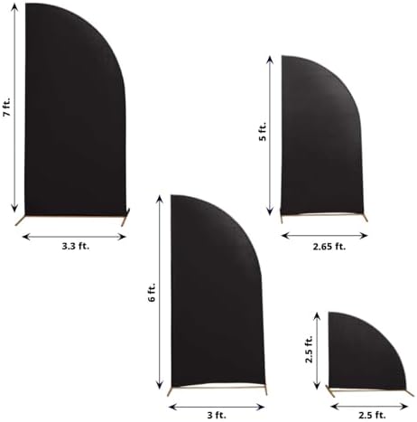 Efavormart Set of 4 Black Spandex Half Moon Arch Covers, Custom Fit Chiara Backdrop Slipcovers 2.5ft-7ft for High-Contrast Modern Galas and Studio Sets - Image 3