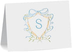 Fairmont & Grove Baby Shower Thank You Cards and Envelopes With Watercolor Crest and Monogram (Blue) by FairmontGrovePaperCo