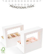 qiqee Auto-pop Up Cupcake Boxes with Window White 100PCS 6 Count Cupcake Box 9.4"x6.1"x3" Cupcakes Carrier, 6 Cupcake Containers - Image 3