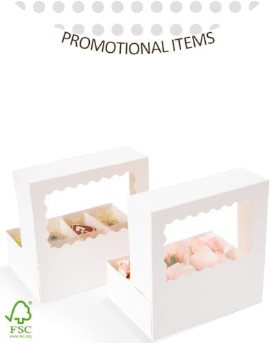 qiqee Auto-pop Up Cupcake Boxes with Window White 100PCS 6 Count Cupcake Box 9.4"x6.1"x3" Cupcakes Carrier, 6 Cupcake Containers - Image 3