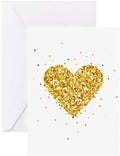 CafePress Gold Glitter Heart Illustration Greeting Cards Greeting Card (20-pack), Note Card with Blank Inside, Birthday Card Matte by CafePress