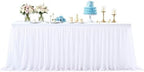 White Table Cloths 6 Foot Rectangle Stretchy Fitted Tulle Tablecloth by Besutolife