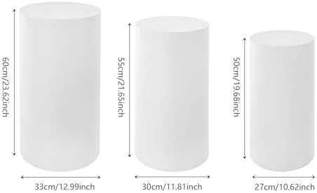 3Pcs Cylinder Pedestal Stands for Party, White Round Display Pedestal for Wedding Birthday Party Baby Shower Cake Table Event Decor - Image 2