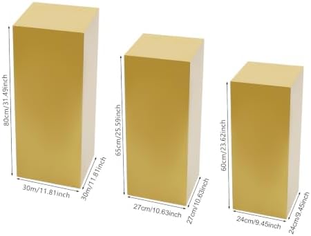 3PCS Square Gold Pedestal Stands for Party Metal Pedestal Display Stands Dessert Table Decoration Pillars Cake Pedestal Plant Stands for Party Birthday Wedding Props - Image 4