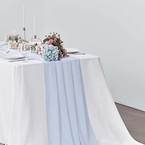 Pufogu 5 Pack 10Ft Baby Blue Chiffon Table Runner Sheer 29x120 Inch - Image 6